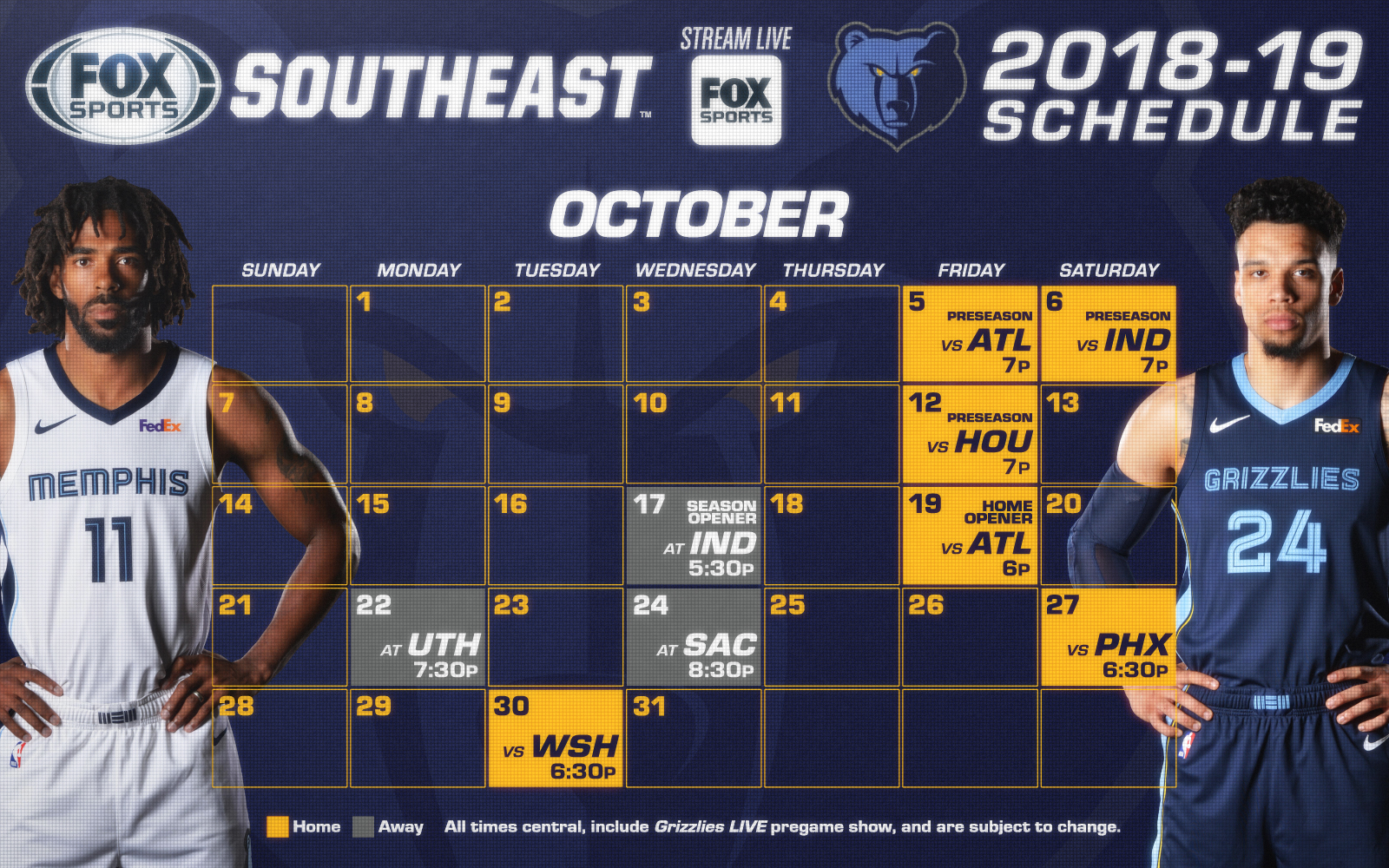 Memphis Grizzlies TV Schedule: October | FOX Sports