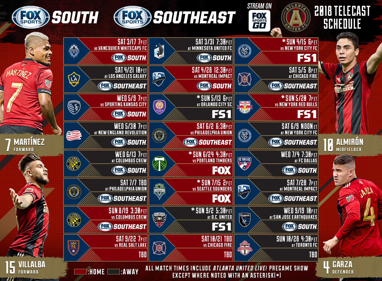 Atlanta United TV schedule on FOX Sports South, FOX Sports ...