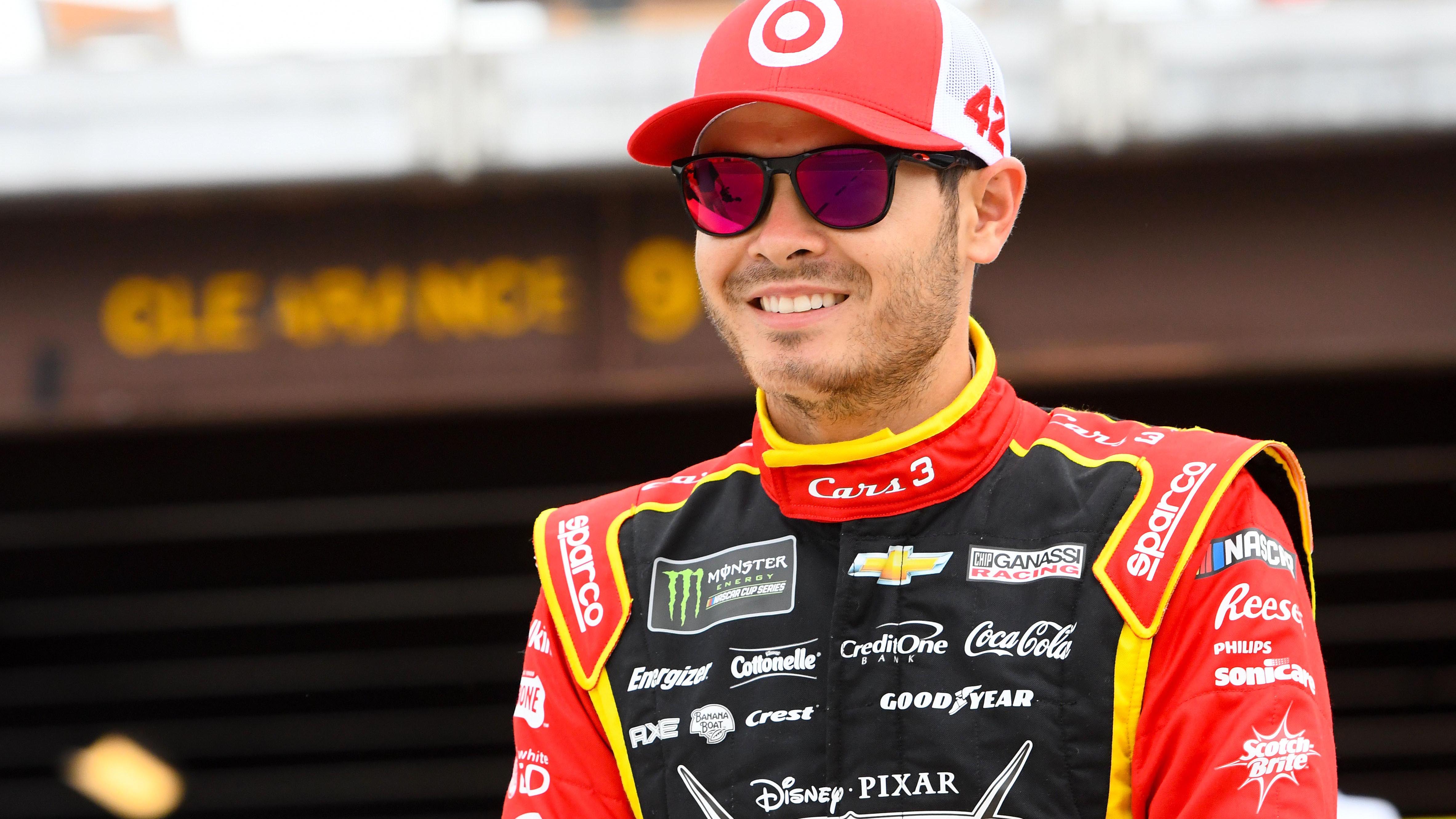 Jun 16, 2017; Brooklyn, MI, USA; NASCAR Cup Series driver Kyle Larson (42) during qualifying for the FireKeepers Casino 400 at Michigan International Speedway. Mandatory Credit: Mike DiNovo-USA TODAY Sports